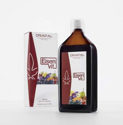 Sie sehen eine Packung DRAPAL EISENVIT ist ein Nahrungsergänzungsmittel mit Eisen, Vitamin C und B-Vitaminen. Natürlich alkoholfrei., Produktbild: 01 DRAPAL EISENVIT ist ein Nahrungsergänzungsmittel mit Eisen, Vitamin C und B-Vitaminen. Natürlich alkoholfrei., A-Nr.: 5597592 - 01