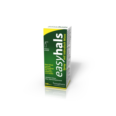 Sie sehen eine Packung easyhals Spray mit Isländisch Moos, Produktbild: 02 easyhals Spray mit Isländisch Moos, A-Nr.: 5419293 - 02