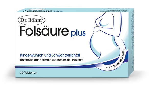 Sie sehen eine Packung Dr. Böhm Folsäure plus, Produktbild: 01 Dr. Böhm Folsäure plus, A-Nr.: 2317416 - 01