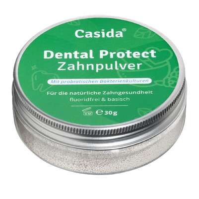 Sie sehen eine Packung Casida Dental Protect Zahnpulver, Produktbild: 01 Casida Dental Protect Zahnpulver, A-Nr.: 5423254 - 01