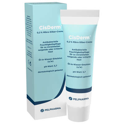 Sie sehen eine Packung CisDerm 0,2 % Mikro-Silber-Creme, Produktbild: 01 CisDerm 0,2 % Mikro-Silber-Creme, A-Nr.: 3300323 - 01