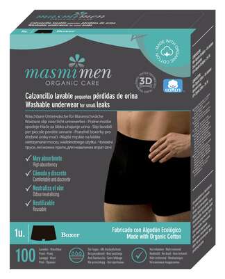 Sie sehen eine Packung Bio Inkontinenz Men Boxershorts - Größe M - Schwarz - MASMI, Produktbild: 01 Bio Inkontinenz Men Boxershorts - Größe M - Schwarz - MASMI, A-Nr.: 5777118 - 01