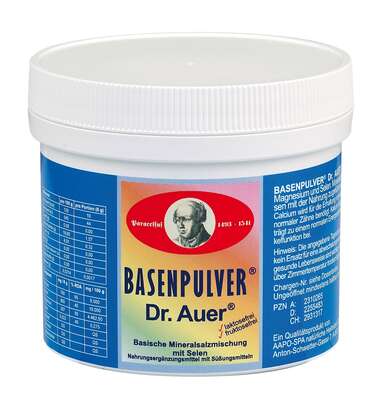 Sie sehen eine Packung BASENPULVER Dr. Auer, Produktbild: 01 BASENPULVER Dr. Auer, A-Nr.: 2310265 - 01