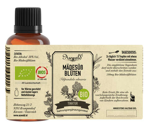 Auwald® - Mädesüss Blüten - BIO Tropfen (Auszug, Extrakt, Essenz), A-Nr.: 5680100 - 04