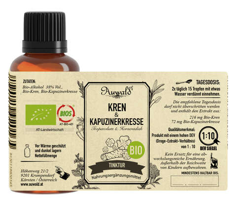 Auwald® - Kren &amp; Kapuzinerkresse - BIO Tropfen (Auszug, Extrakt, Essenz), A-Nr.: 5679947 - 04