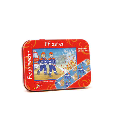 Sie sehen eine Packung Kinderpflaster Feuerwehr 20 Stück, Produktbild: 01 Kinderpflaster Feuerwehr 20 Stück, A-Nr.: 4049888 - 01