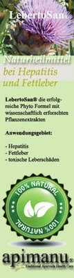 Sie sehen eine Packung apimanu LebertoSan ayurveda– pflanzlicher Leberschutz, Produktbild: 02 apimanu LebertoSan ayurveda– pflanzlicher Leberschutz, A-Nr.: 3119747 - 02