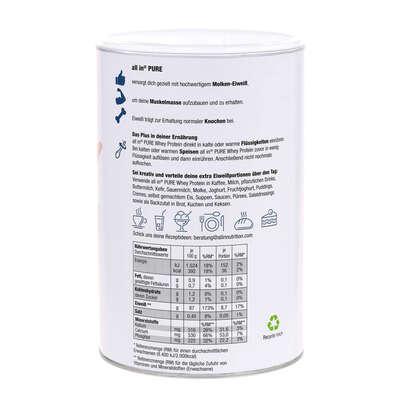 all in® PURE WHEY MOLKEN Protein Pulver (6 x 500 g), A-Nr.: 5581438 - 02