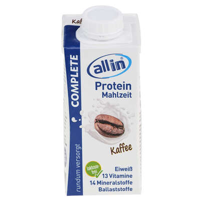 Sie sehen eine Packung all in® COMPLETE Kaffee (14 x 200 ml), Produktbild: 01 all in® COMPLETE Kaffee (14 x 200 ml), A-Nr.: 4907323 - 01