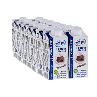 Sie sehen eine Packung all in® COMPLETE Schokolade (14 x 200 ml), Produktbild: 05 all in® COMPLETE Schokolade (14 x 200 ml), A-Nr.: 4907346 - 05
