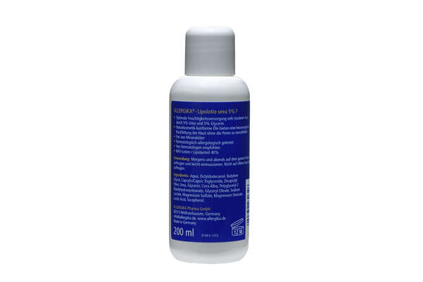 Sie sehen eine Packung ALLERGIKA®-Lipolotio Urea 5% F, Produktbild: 01 ALLERGIKA®-Lipolotio Urea 5% F, A-Nr.: 4042461 - 01
