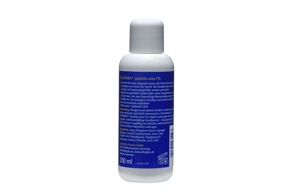 Sie sehen eine Packung ALLERGIKA®-Lipolotio Urea 5%, Produktbild: 01 ALLERGIKA®-Lipolotio Urea 5%, A-Nr.: 3258331 - 01