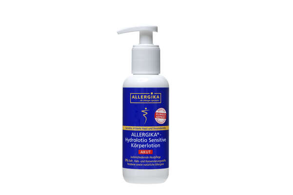 Sie sehen eine Packung Allergika Hydrolotio sensitiv akut 500ml, Produktbild: 02 Allergika Hydrolotio sensitiv akut 500ml, A-Nr.: 4329754 - 02
