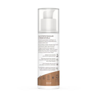 Sie sehen eine Packung Alga Maris getönte Sonnencreme bio für Gesicht LSF 50 golden LdB, Produktbild: 02 Alga Maris getönte Sonnencreme bio für Gesicht LSF 50 golden LdB, A-Nr.: 4630838 - 02