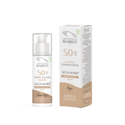 Alga Maris getönte Sonnencreme bio für Gesicht LSF 50 beige LdB, A-Nr.: 4610066 - 04