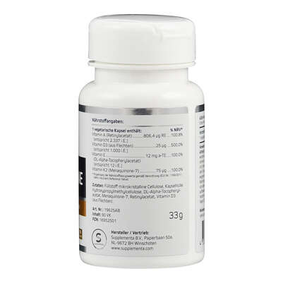 Sie sehen eine Packung Supplementa ADEK-Vitamine Kapseln, Produktbild: 02 Supplementa ADEK-Vitamine Kapseln, A-Nr.: 5597563 - 02