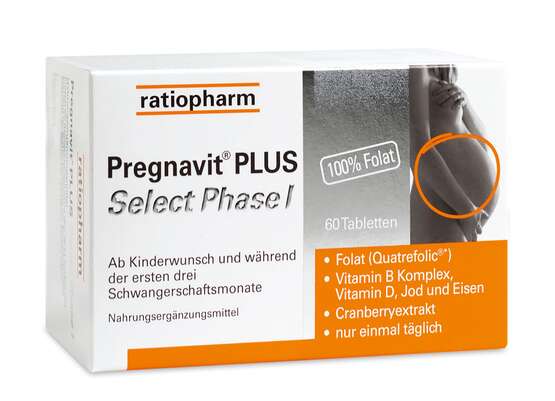 Sie sehen eine Packung Pregnavit® PLUS Select Phase I, Produktbild: 01 Pregnavit® PLUS Select Phase I, A-Nr.: 4552386 - 01