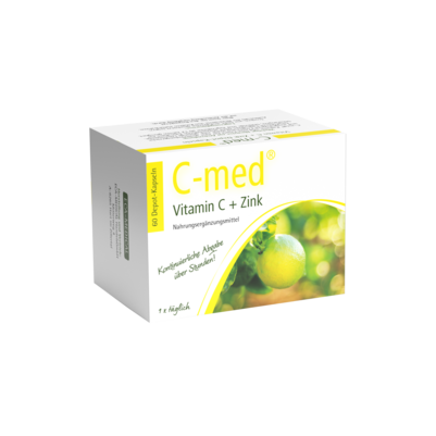 Sie sehen eine Packung C-med® Vitamin C + Zink Depot-Kapseln, Produktbild: 01 C-med® Vitamin C + Zink Depot-Kapseln, A-Nr.: 3252995 - 01