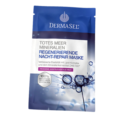 Sie sehen eine Packung DermaSel® Totes Meer Mineralien Regenerierende Nacht-Repair Maske, Produktbild: 01 DermaSel® Totes Meer Mineralien Regenerierende Nacht-Repair Maske, A-Nr.: 4281970 - 01