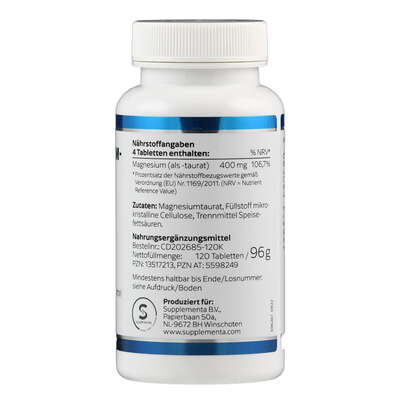 Sie sehen eine Packung Magnesium-Taurat 400 Klean Labs Tabletten, Produktbild: 02 Magnesium-Taurat 400 Klean Labs Tabletten, A-Nr.: 5598249 - 02