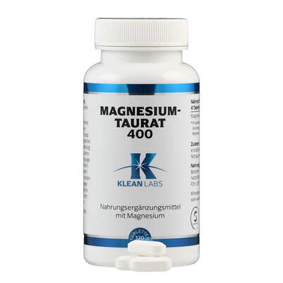 Sie sehen eine Packung Magnesium-Taurat 400 Klean Labs Tabletten, Produktbild: 04 Magnesium-Taurat 400 Klean Labs Tabletten, A-Nr.: 5598249 - 04