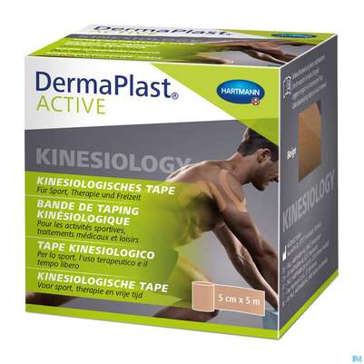 Sie sehen eine Packung Tape Kinesiologisch Dermaplast Active 5cmx 5m Beige 1st, Produktbild: 01 Tape Kinesiologisch Dermaplast Active 5cmx 5m Beige 1st, A-Nr.: 4749137 - 01