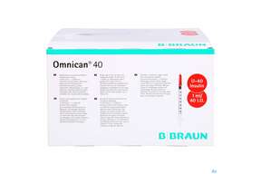 Injektionsspritzen U.zubeh. Insulin/einmal-spr Omnikan 40 1ml/ka 100st, A-Nr.: 3443442 - 01