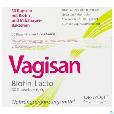 Sie sehen eine Packung Vagisan Kapseln Milchsaeure +biotin 30st, Produktbild: 02 Vagisan Kapseln Milchsaeure +biotin 30st, A-Nr.: 4404094 - 02