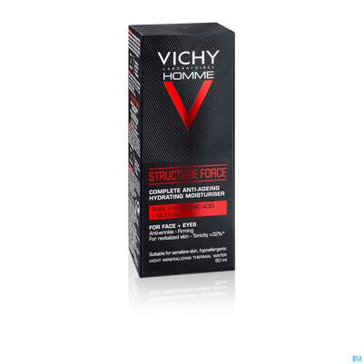 Sie sehen eine Packung Vichy Homme Structure Force Care 50ml, Produktbild: 01 Vichy Homme Structure Force Care 50ml, A-Nr.: 5054348 - 01
