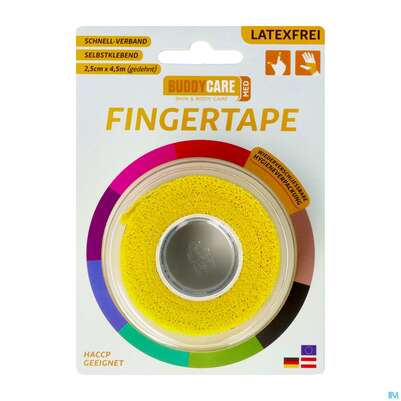 Sie sehen eine Packung Tape Buddycare Med Finger Latexfrei Flexibel Kohaesiv. 2,5cmx 4,5m Gelb 1st, Produktbild: 02 Tape Buddycare Med Finger Latexfrei Flexibel Kohaesiv. 2,5cmx 4,5m Gelb 1st, A-Nr.: 4781135 - 02