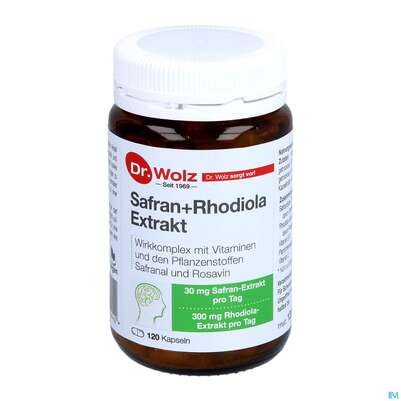 Sie sehen eine Packung Safran +rhodiola Extrakt Kapseln Dr.wolz Nr 60548 120st, Produktbild: 08 Safran +rhodiola Extrakt Kapseln Dr.wolz Nr 60548 120st, A-Nr.: 4297758 - 08