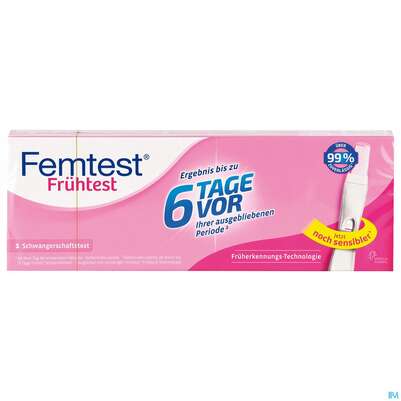 Sie sehen eine Packung Schwangerschaftstest Femtest Fruehtest Neu 50000 1st, Produktbild: 01 Schwangerschaftstest Femtest Fruehtest Neu 50000 1st, A-Nr.: 4269673 - 01