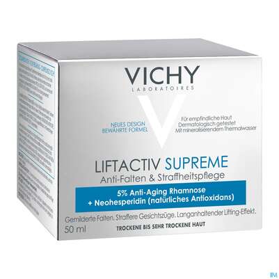 Sie sehen eine Packung Vichy Liftactiv/supreme Trockene Haut 50ml, Produktbild: 03 Vichy Liftactiv/supreme Trockene Haut 50ml, A-Nr.: 4261453 - 03