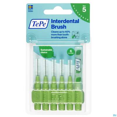 Sie sehen eine Packung Tepe Interdentalbuersten 0,8mm Gruen 6st, Produktbild: 01 Tepe Interdentalbuersten 0,8mm Gruen 6st, A-Nr.: 3698461 - 01