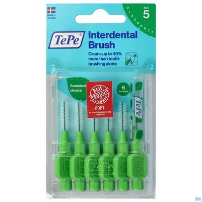 Sie sehen eine Packung Tepe Interdentalbuersten 0,8mm Gruen 6st, Produktbild: 02 Tepe Interdentalbuersten 0,8mm Gruen 6st, A-Nr.: 3698461 - 02