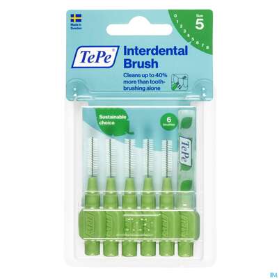 Sie sehen eine Packung Tepe Interdentalbuersten 0,8mm Gruen 6st, Produktbild: 03 Tepe Interdentalbuersten 0,8mm Gruen 6st, A-Nr.: 3698461 - 03