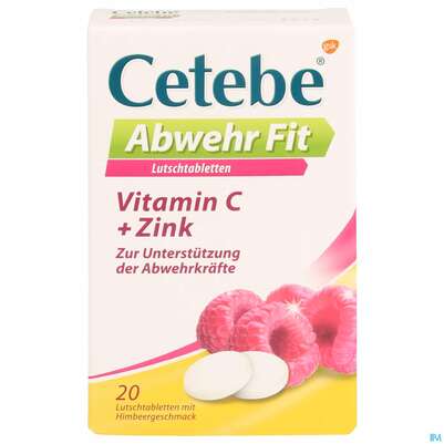 Sie sehen eine Packung Cetebe Abwehr Fit Lutschtabl 20st, Produktbild: 01 Cetebe Abwehr Fit Lutschtabl 20st, A-Nr.: 4056546 - 01
