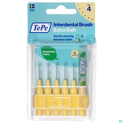 Sie sehen eine Packung Tepe Interdentalbuersten Extra Weich 0,7mm Hellgelb 6st, Produktbild: 01 Tepe Interdentalbuersten Extra Weich 0,7mm Hellgelb 6st, A-Nr.: 3995785 - 01