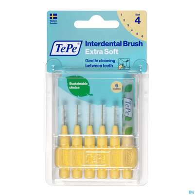 Sie sehen eine Packung Tepe Interdentalbuersten Extra Weich 0,7mm Hellgelb 6st, Produktbild: 02 Tepe Interdentalbuersten Extra Weich 0,7mm Hellgelb 6st, A-Nr.: 3995785 - 02