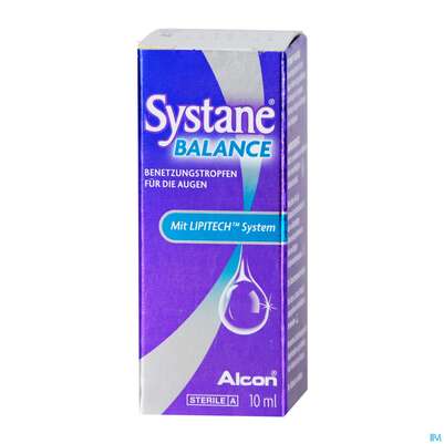Sie sehen eine Packung Augentropfen Systane Balance Benetzungstropfen Lipitech System 10ml, Produktbild: 02 Augentropfen Systane Balance Benetzungstropfen Lipitech System 10ml, A-Nr.: 3987260 - 02