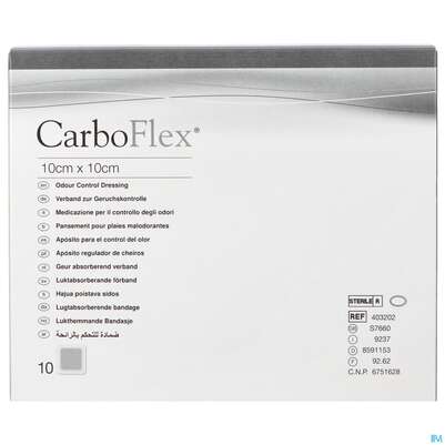 Sie sehen eine Packung Convatec Carboflex 10x10 Cm, Produktbild: 01 Convatec Carboflex 10x10 Cm, A-Nr.: 2229913 - 01