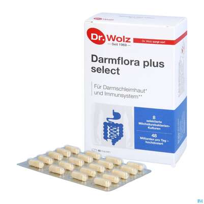 Sie sehen eine Packung Darmflora Plus Dr.wolz Select Kapseln Nr 60570 80st, Produktbild: 04 Darmflora Plus Dr.wolz Select Kapseln Nr 60570 80st, A-Nr.: 3839306 - 04
