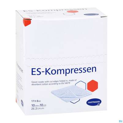 Mullkompressen-es Hartmann/steril 8fach 17faedig 10x 10cm 25x2 50st, A-Nr.: 0776031 - 03