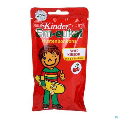 Sie sehen eine Packung Em-eukal Bonbons Zuckerhaltig/kinder Wildkirsche 75g, Produktbild: 01 Em-eukal Bonbons Zuckerhaltig/kinder Wildkirsche 75g, A-Nr.: 0232791 - 01