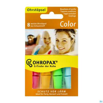 Sie sehen eine Packung Ohrenschutz Ohropax Schaumstoffstoepsel Color Plux 8st, Produktbild: 02 Ohrenschutz Ohropax Schaumstoffstoepsel Color Plux 8st, A-Nr.: 2281351 - 02
