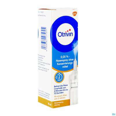 Sie sehen eine Packung Otrivin Nasenspray 0,05% O.konservier.mtl 10ml, Produktbild: 02 Otrivin Nasenspray 0,05% O.konservier.mtl 10ml, A-Nr.: 2475606 - 02