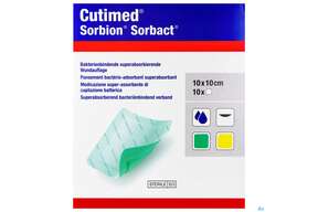 Cutimed Sorbion Sorbact Steril Bakterienbind.+absorb. Wundauflage 10x10cm 72698 10st, A-Nr.: 4750212 - 01