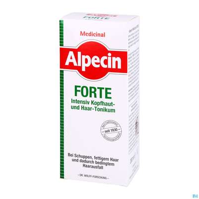Sie sehen eine Packung Alpecin Medicinal Haarwasser Forte 200ml, Produktbild: 02 Alpecin Medicinal Haarwasser Forte 200ml, A-Nr.: 5001636 - 02