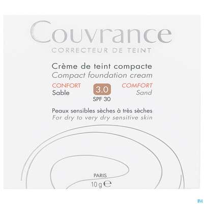 Sie sehen eine Packung Avène Couvrance Kompakt Creme-make-up Reichhaltig Sand 10g, Produktbild: 01 Avène Couvrance Kompakt Creme-make-up Reichhaltig Sand 10g, A-Nr.: 1774353 - 01