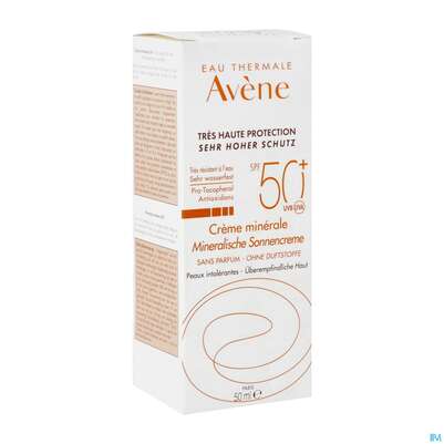 Sie sehen eine Packung Avène Mineralische Sonnencreme Spf 50+ 50ml, Produktbild: 05 Avène Mineralische Sonnencreme Spf 50+ 50ml, A-Nr.: 2993407 - 05